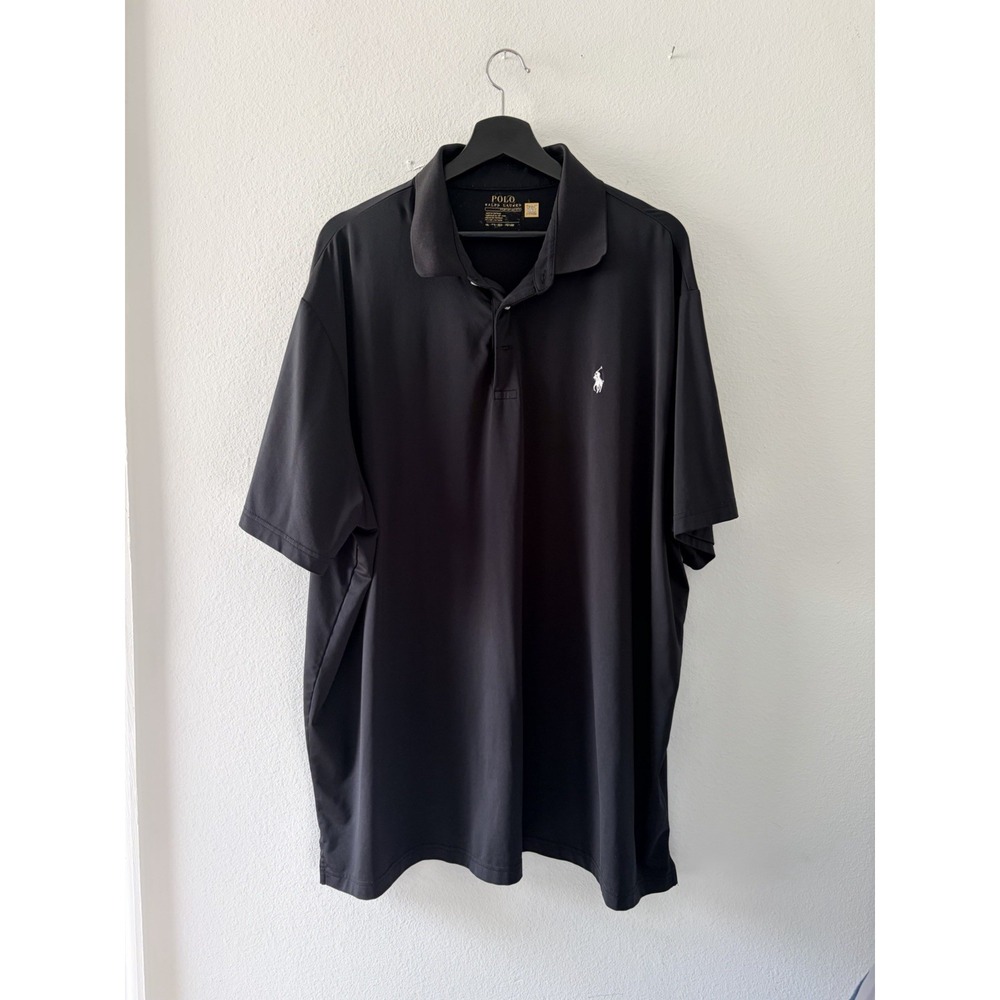 Polo Ralph Lauren Performance Golf Polo Shirt Black White Logo Size 1XL OXL